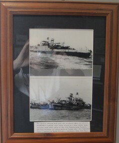 Photograph - 2 photos showing both port and starboard sides of HMAS Warrnambool sinking