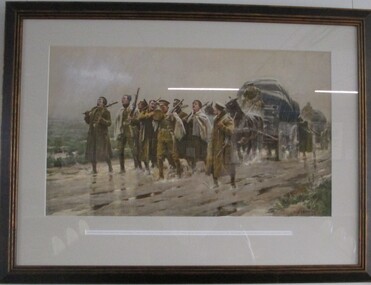 Painting - 1915 painting of soldiers and carts