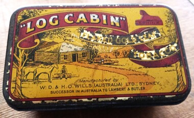 Container - Tobacco Tin, Log Cabin Tobacco Tin
