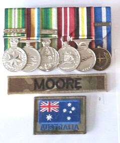 Medal - Medals, mounted with Ribbons and Name Tag, Jon Moore's Medals
