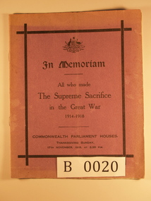 Thanksgiving Program, Late 1918
