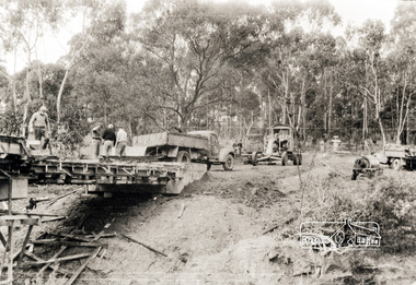 Photograph, Oxley Bridge construction, Henley Road, Kangaroo Ground, 1962, 1962