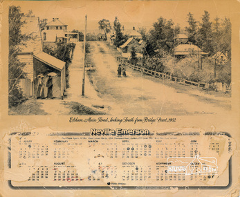 Calendar, Eltham Main Road, looking south from Bridge Street, 1902, 1980c