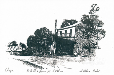 Calendar, Sketch of Watson's Eltham Hotel, cnr. Main Road and Pitt Street, Eltham