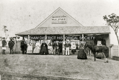 Photograph - Copy of photograph, The Evelyn Store, W. & C. Page, General Merchants, Little Eltham, located on northeast corner of Main Road and John Street, c.1865