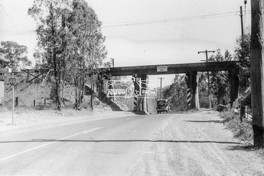 Photograph, Old railway bridge, Sherbourne Road, Montmorency, c.1955