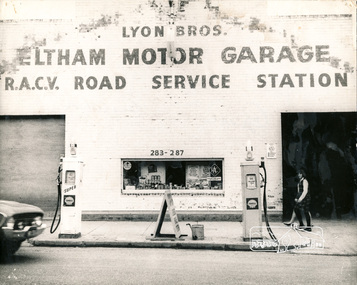 Photograph, George W. Bell, Lyon's Garage west side of Main Road Eltham, 1960c