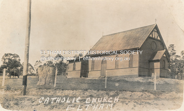 Postcard - Photograph, St Mary's Catholic Church, cnr Main Road and Henry Street, Eltham, c.1912