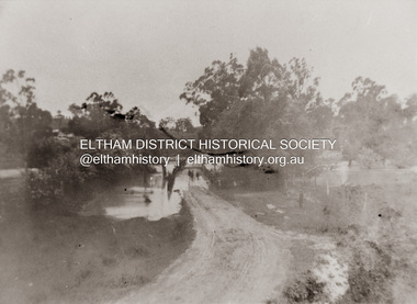 Photograph, Diamond Creek in flood over Glen Park Bridge, Eltham, c. 26 August 1924