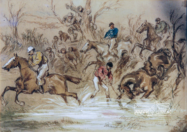 Photograph, Peter Bassett-Smith, Painting 'Steeple Chase at Eltham March 27 1862'