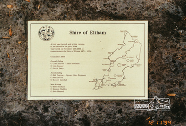 Photograph, Shire of Eltham Commemorative Plaque 1994, 1994