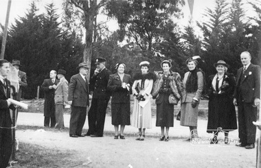 Photograph, Peter Bassett-Smith, Cermony for turning of the first sod, Eltham War Memorial Infant Welfare Centre Building, 18 Jul. 1950