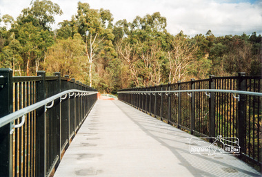 Photograph, Doug Orford, Completion of bridge works across Yarra River at rear of Eltham Lower Park, July 2004