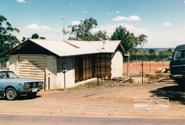 Photograph, Kangaroo Ground Tennis Club Room and Courts, Feb 1990, 1990