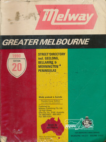 Book, Melway Publishing, Melway Greater Melbourne Street Directory, edition 20, 1990, 1990