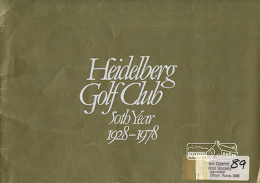 Book, Heidelberg Golf Club : 50th year, 1928-1978, 1978c