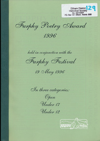 Book, Andrew Ross School House Museum, Furphy Poetry Award 1996 held in conjunction with the Furphy Festival 19 May 1996, 1998