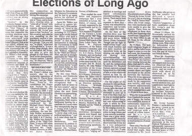 Photocopy of newsclipping, Elections of long ago