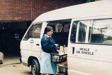 Photograph, Meals on wheels, provides a hot nutritional, three course, home-delivered meal to elderly and disabled residents