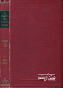 Book, The Victorian Local Government Handbook by F. H. Lonie, eighth edition by Kenneth H. Gifford and I. H. M. Lonie, 1974