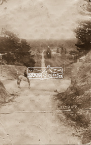 Photograph - Photo postcard, J.H. Clark, Eltham, looking down Bridge Street near intersection with Main Road, c.1910