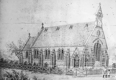 Photograph, Original design sketch of St. Margaret's by Nathaniel Billing, Architect, 1860