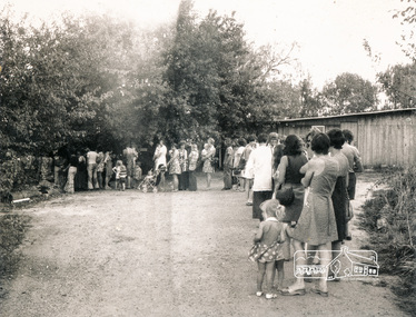 Photograph, Queuing to join classes at the Eltham Living and Learning Centre