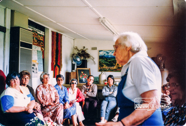 Photograph, Claire Fitzpatrick at farewell of Karin Kebbell, 1980s, 1980s