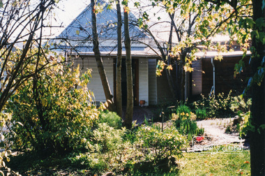 Photograph, View of the pavilion from the pathway, Eltham Living and Learning Centre, 1996