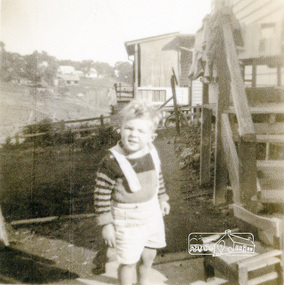 Photograph, Graeme Landy (approx. 3); looking south from the backyard of 38 Beattie Street, Montmorency, towards Rattray Road, c.1952, 1952c