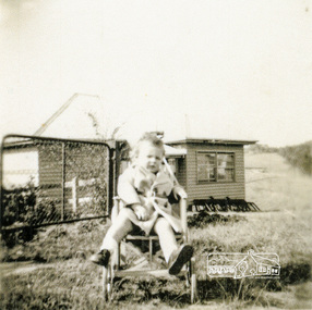 Photograph, View across 36 Beattie Street, Montmorency built by Stan Rushbrook looking south east. John Landy approx 1 year old, c.1952, 1952c