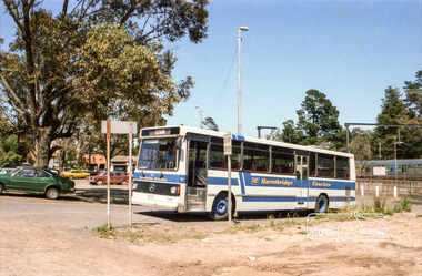 Photograph, Bus stop and railway station at Eltham, c.1985, 1985c