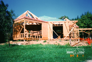 Photograph, Roof underlay on Pavilion construction, March 1994, 1994