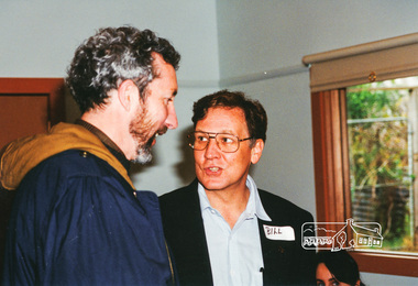 Photograph, Councillor Jim Connor and Bill ? at the opening of the Eltham Living and Learning Centre 'Pavilion' building, 10 October 1994, 10/10/1994