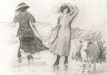 Photograph, Figure study of women and sheep