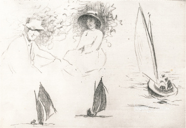 Photograph, Figure study and sail boat study