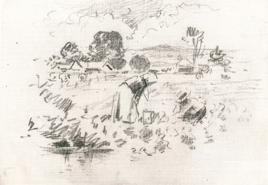 Photograph, Sketch study of two figures in a field
