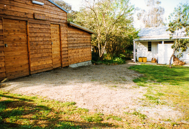 Photograph, Eltham Living and Learning Centre "Goat Shed" before pavilion was built