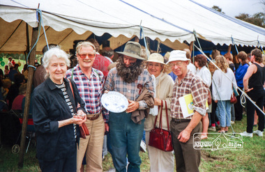 Photograph, Society members Opal Smith and Joh Ebeli on far left and Doug Orford on far right at Eltham Central Park, Eltham Festival, 11 November 1989, 11/11/1989