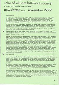 Newsletter, Newsletter, No. 9, November 1979