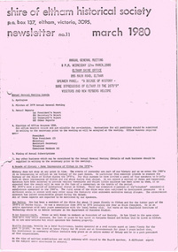 Newsletter, Newsletter, No. 11, March 1980