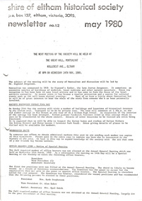 Newsletter, Newsletter, No. 12, May 1980