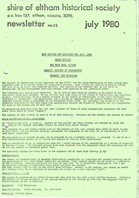 Newsletter, Newsletter, No. 13, July 1980