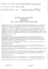 Newsletter, Newsletter, No. 15 November 1980