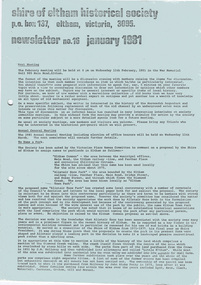 Newsletter, No. 16 January 1981