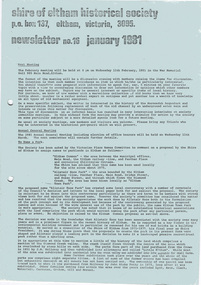 Newsletter, Newsletter, No. 16 January 1981