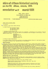 Newsletter, Newsletter, No. 17 March 1981