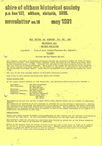 Newsletter, Newsletter, No. 18 May 1981