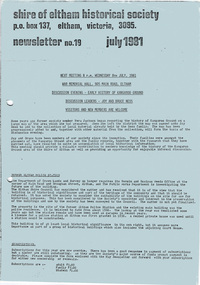 Newsletter, No. 19 July 1981
