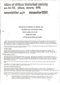 Newsletter, No. 21 November 1981